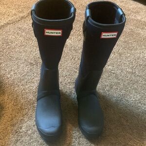 Women's Original HUNTER Matt Black Tall Rain Boots Size 9